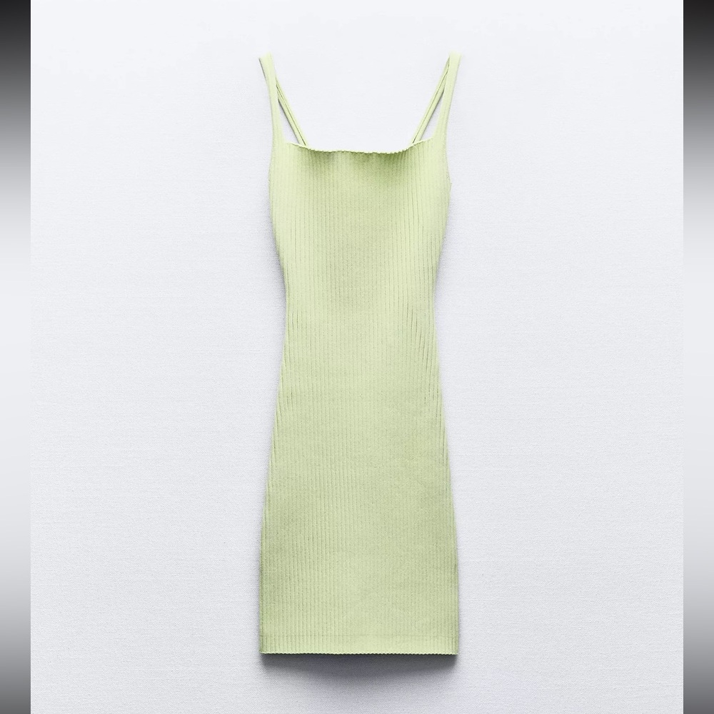 Zara Light Green Mini ribbed Dress